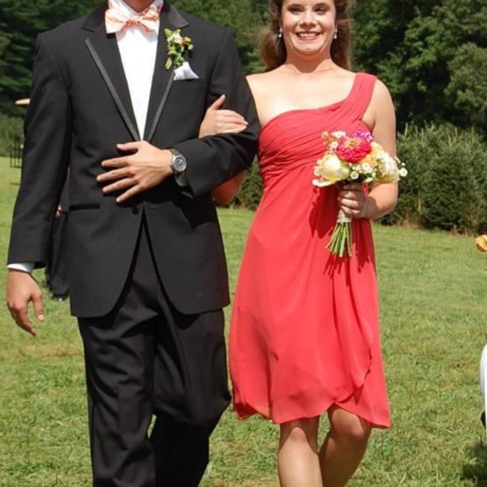 Bill Levkoff Coral Bridesmaid Dress ❤️🧡💓